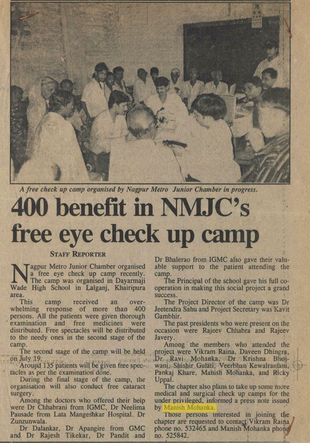 400 benefit in NMJC's free eye check-up camp