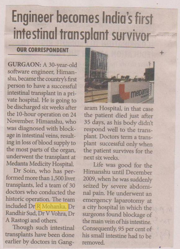 Engineer becomes India's first intestinal transplant survivor