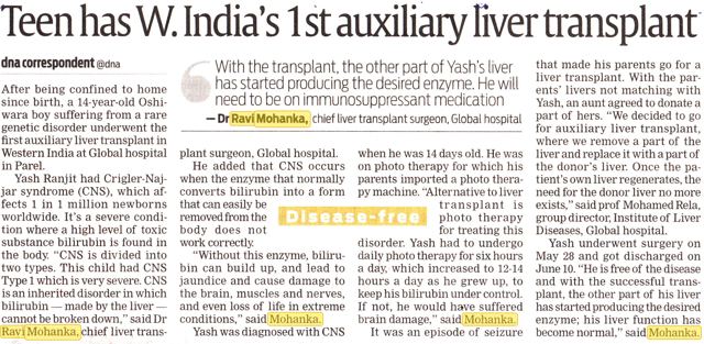 Teen has Western India's first auxiliary liver transplant