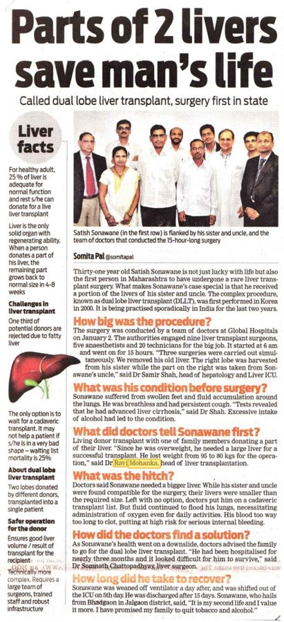 Parts of 2 livers save man's life – dual-lobe transplant
